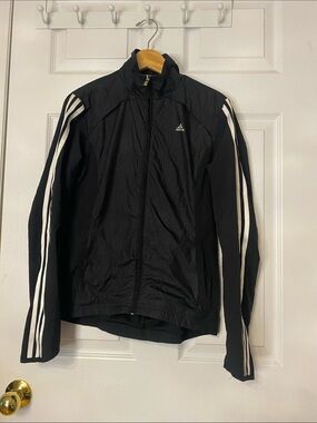 adidas Black Lightweight Track Jacket with White Sleeve Stripes #14